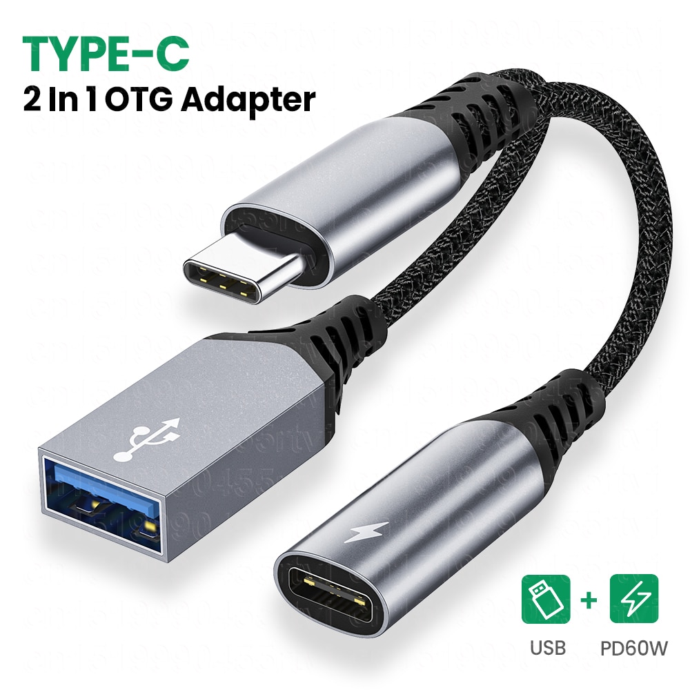 2 in 1 OTG Adapter C Type Male To USB 3.0 Female Charging Port Suitable For Xiaomi Samsung Huawei Charging Cable Adapter
